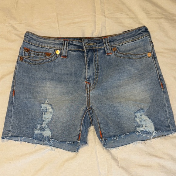True Religion Jayde Frayed Denim Women's Jean Shorts Size 30 - Picture 1 of 7